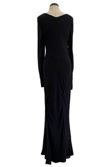 Fabulous Fall 2005 John Galliano Feather Light Bias Cut Black Silk Chiffon Dress w Seaming Detailing