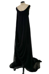 Extraordinary Fall 2008 Alexander McQueen 'The Girl Who Lived in the Tree' Black Silk Chiffon Trained Corset Dress