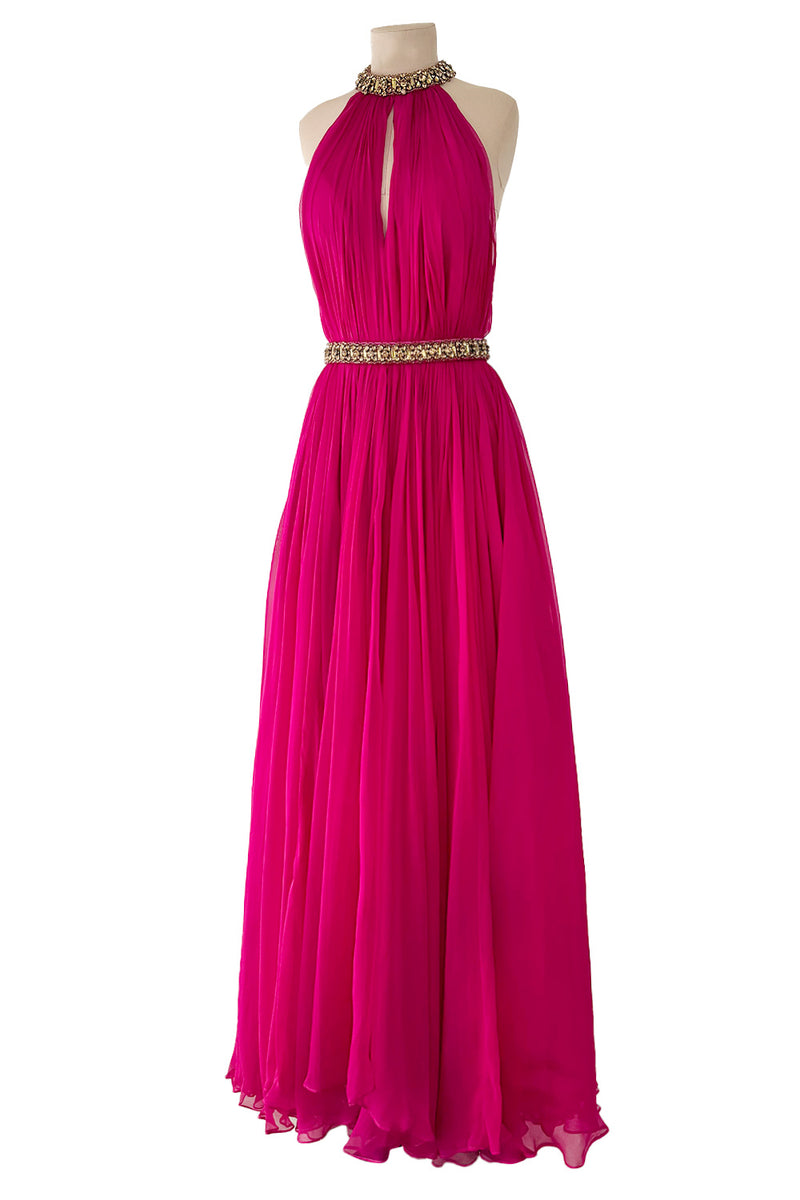 Gorgeous Pre-Fall 2011 Alexander McQueen by Sarah Burton Pink Silk Chiffon Dress w Jeweled Belt