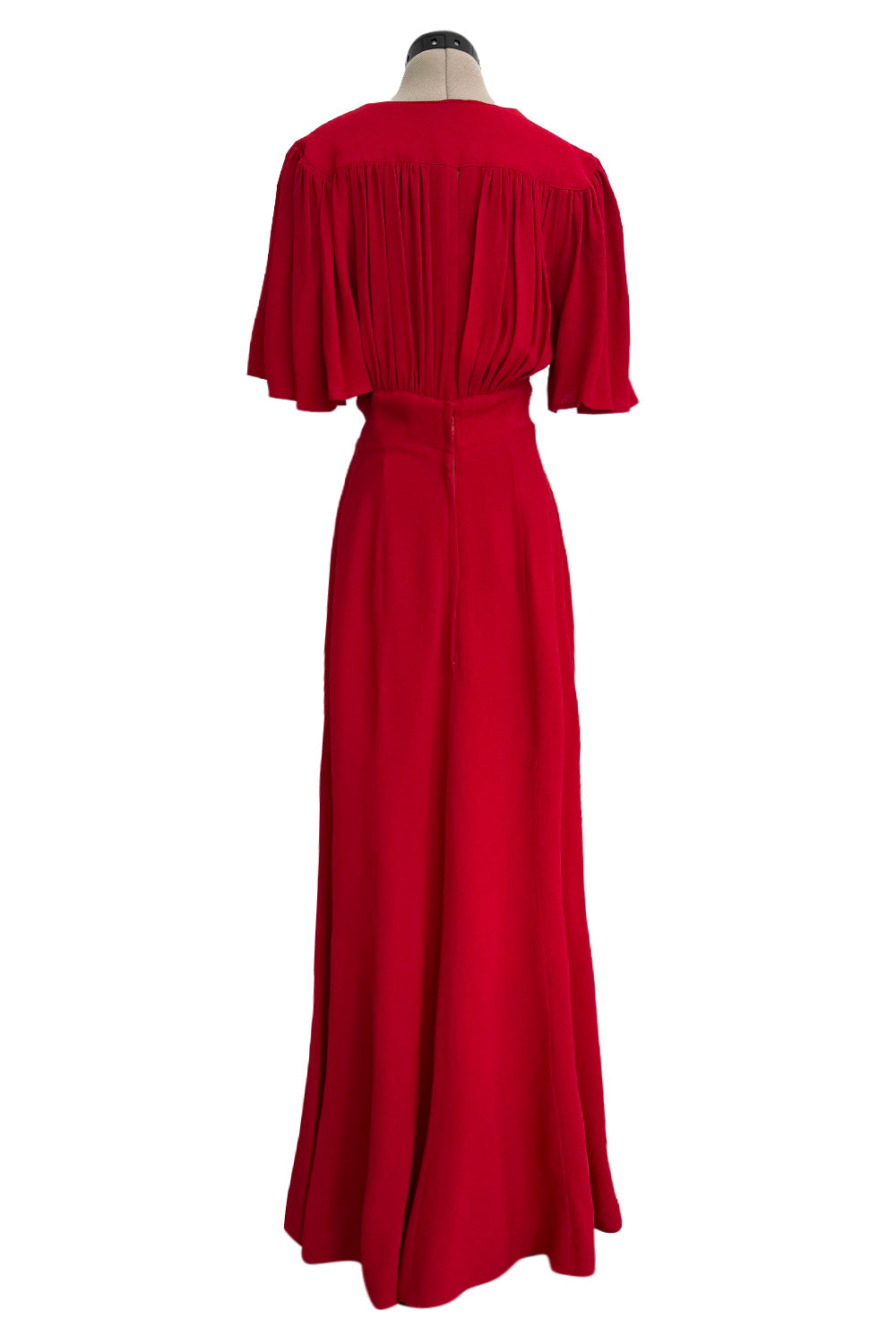 Fantastic Fall 1974 Ossie Clark Runway Documented Red Moss Crepe Dress – Shrimpton Couture