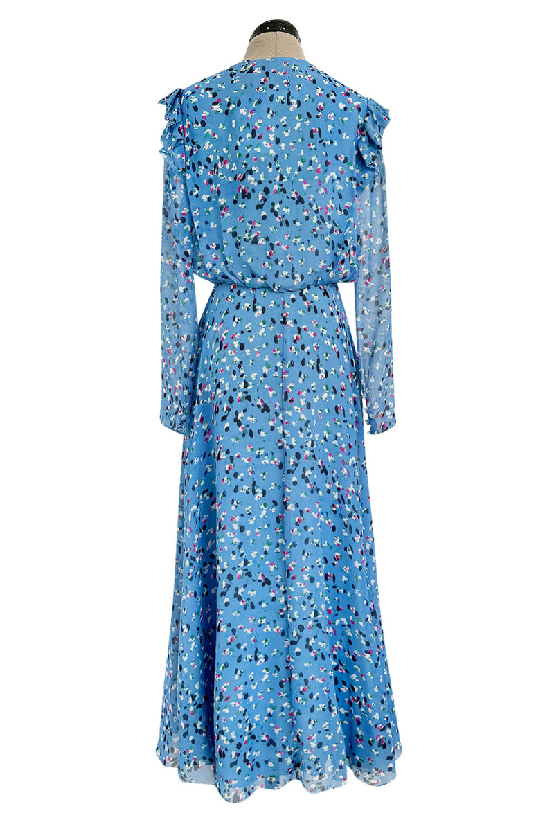 carolina herrera floral silk dress Carolina Herrera Silk Shirt Dress with Floral Print - Blue | R2611N721PRG