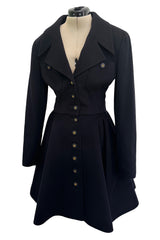 Amazing Fall 1994 Chanel by Karl Lagerfeld Runway Look 20 Deep Blue Black Cashmere Flare Jacket