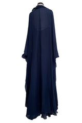 Fall 2014 Valentino by Pierpaolo & Piccioli & Maria Grazia Chiuri Deep Blue Silk Chiffon Caftan Dress