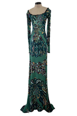 Fabulous Fall 2011 Emilio Pucci by Peter Dundas Runway Look 3 Green Print Corset Front Dress