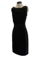 2010s Giambattista Valli Black Dress Stretch Sleeveless Dress w Front Metallic Thread Wool Inset
