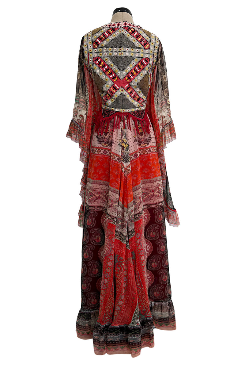 Spring 2020 Etro by Veronica Etro Runway Look 29 Printed Silk Chiffon Dress w Beaded & Embroidered Bodice
