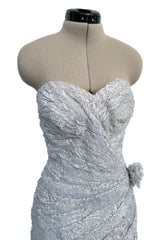 Fall 1989 Emanuel Ungaro Haute Couture Runway Silver Strapless Mini Dress