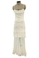 Prettiest Spring 2005 Christian Dior by John Galliano Knit & Silk Chiffon Ivory Dress