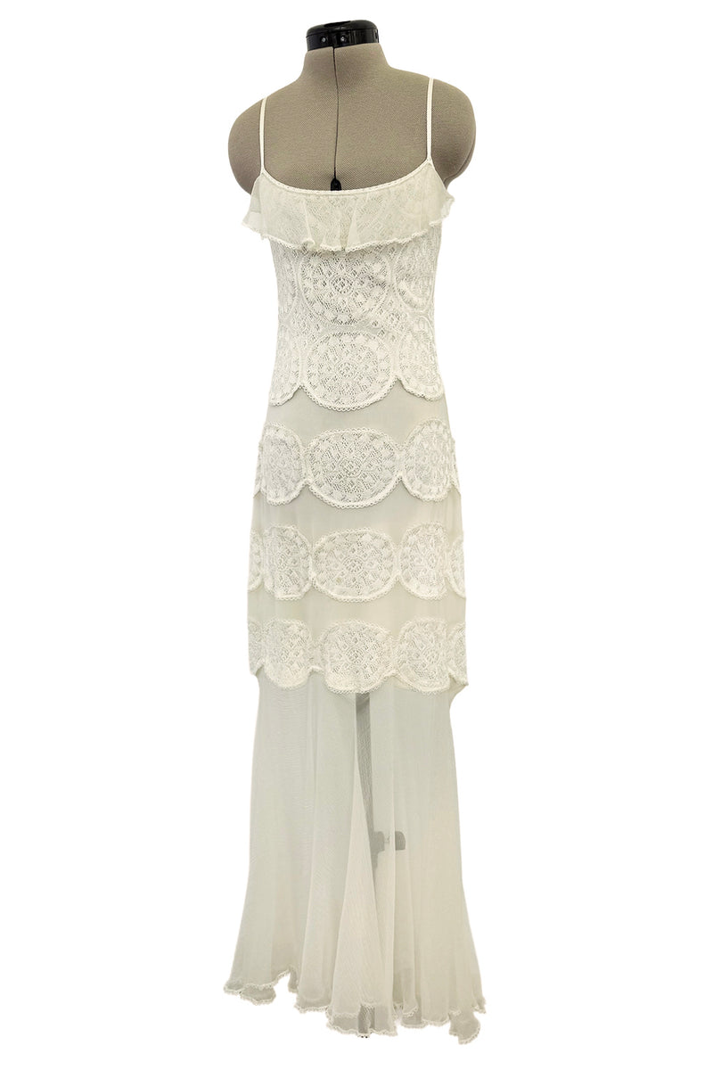 Prettiest Spring 2005 Christian Dior by John Galliano Knit & Silk Chiffon Ivory Dress