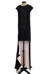 Glamourous 2014 Christian Dior by Raf Simons Densely Covered Black Sequin Dress w Pink Lining