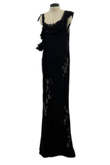 Phenomenal Fall 2006 John Galliano Black Silk Chiffon Dress w Sequins & Beading