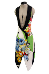 Very Rare Spring 1993 Versace by Gianna Versace Runway & Lookbook 'Miami Collection' Floral Print Silk Vest