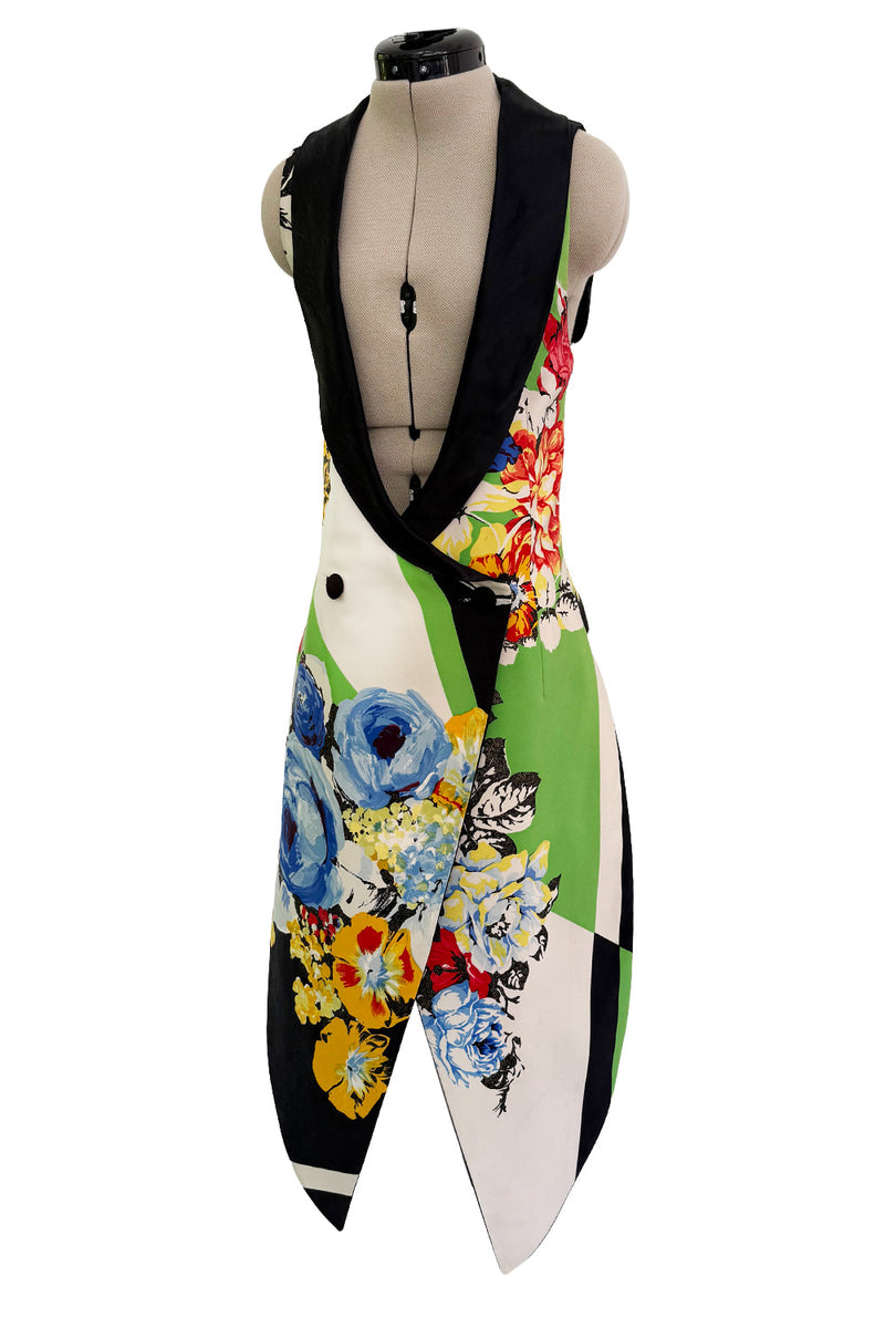 Very Rare Spring 1993 Versace by Gianna Versace Runway & Lookbook 'Miami Collection' Floral Print Silk Vest
