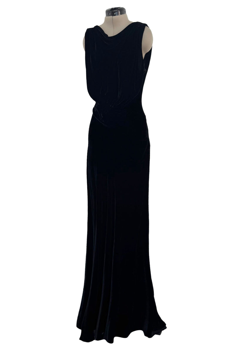 Unlabeled 1940s Black Bias Cut Silk Velvet Dress w Low Plunging Back – Shrimpton Couture