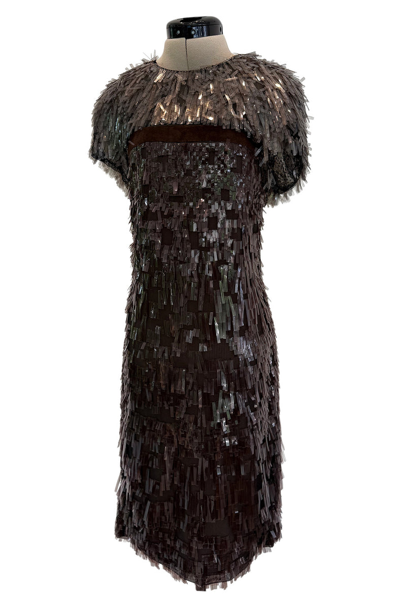 Incredible Fall 2010 Gucci by Frida Giannini Runway Look 45 Strapless Dress Covered w Pailettes & Matching Capelet