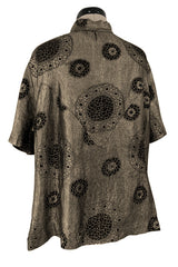 Decadent 1920s Unlabeled Real Metal Thread Metallic Lame & Black Pattern Easy Fit Top