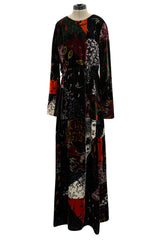Fall 2015 Chloe by Clare Waight Keller Velvet Closing Runway Look 45 Velvet Patchwork Dress