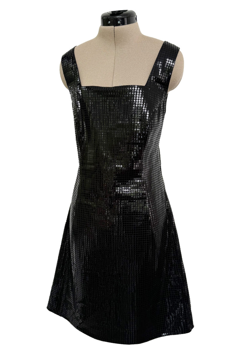 Fantastic Spring 1997 Versace Versus Black Iridescent 'Holographic' Dress as Seen on Fran Drescher