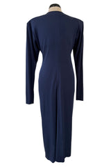 Iconic Spring 1985 Yves Saint Laurent Runway & Ad Campaign Plunge Dress w Jewel Clasp