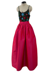 Fantastic Fall 1999 Giorgio Armani Runway Beaded Sequin Net Bodysuit & Deep Pink Skirt Set