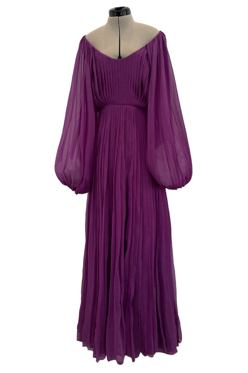 Spring 2024 Christian Dior by Maria Grazia Chiuri Runway Look 75 Purple Silk Chiffon Dress w Huge Balloon Sleeves