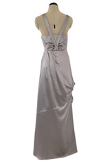 Wonderful Fall 2008 Christian Dior by John Galliano Deep Silver Silk Bias Cut Dress w Fabric Flower Details