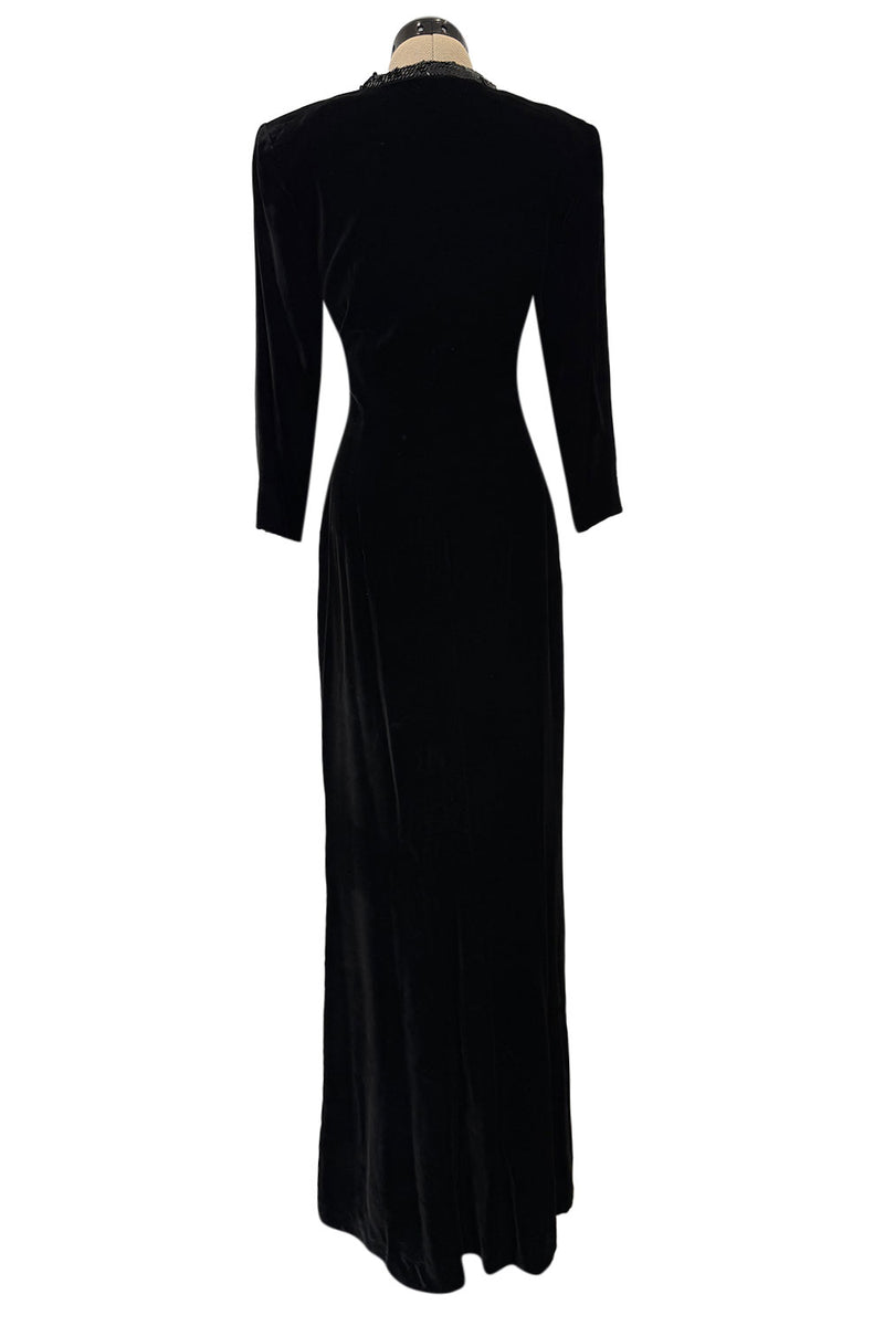 Fall 1998 Yves Saint Laurent Runway Black Velvet Dress w Elaborate Bla – Shrimpton Couture