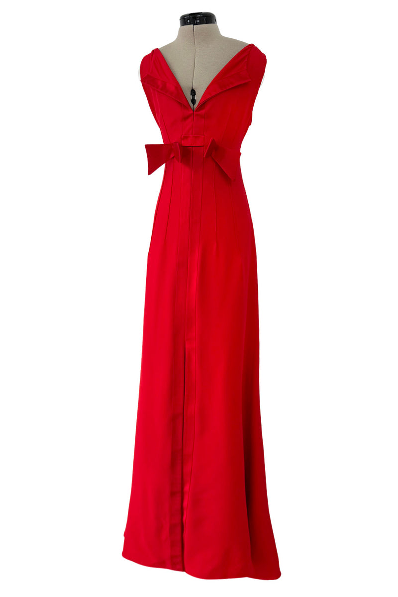Prettiest 2000s Valentino by the Original Mr Valentino Red Dress w Bows & V Front