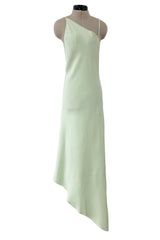 Rare Spring 1978 Philippe Venet the Haute Couture Runwau Sample Pale Mint Silk One Shoulder Dress