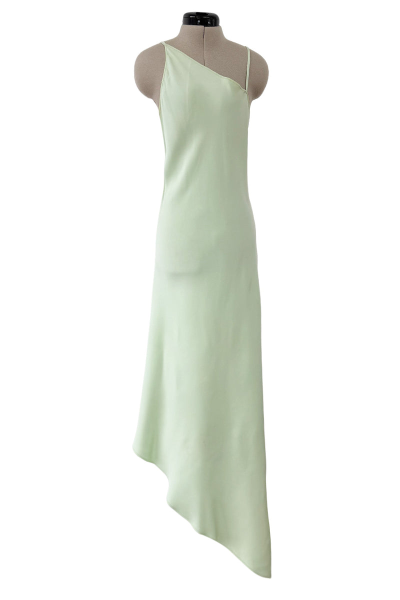 Rare Spring 1978 Philippe Venet the Haute Couture Runwau Sample Pale Mint Silk One Shoulder Dress