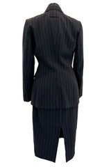 1990s Jean Paul Gaultier Pin Striped Mens Suiting Fabric Jacket & Skirt Set Suit