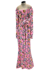 c.Spring 1986 Yves Saint Laurent Haute Couture Floral Silk with Belt