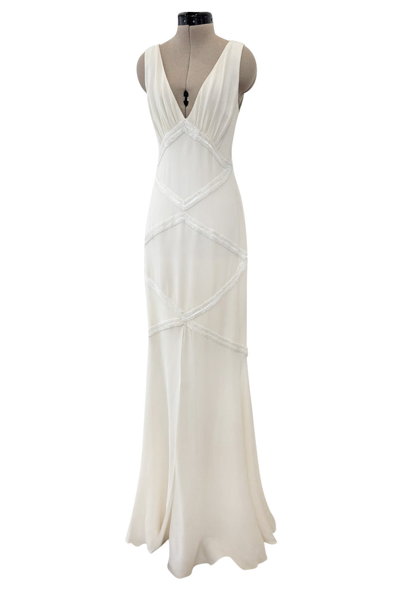 Gorgeous 2000s Valentino Bias Cut Ivory Silk Dress Dress w Beading Det Shrimpton Couture Gorgeous 2000s Valentino Bias Cut Ivory Silk Dress Dress w Beading Det Shrimpton Couture