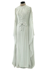 Spectacular Cruise 2011 Christian Dior by John Galliano Pale Seafoam Silk Chiffon Embellished Caftan Dress