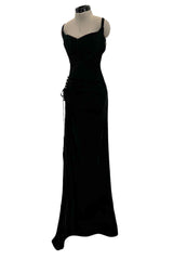 Outstanding Spring 2006 Roberto Cavalli Black Silky Jersey Corset Bodice Dress w Gold Hardware Detailing