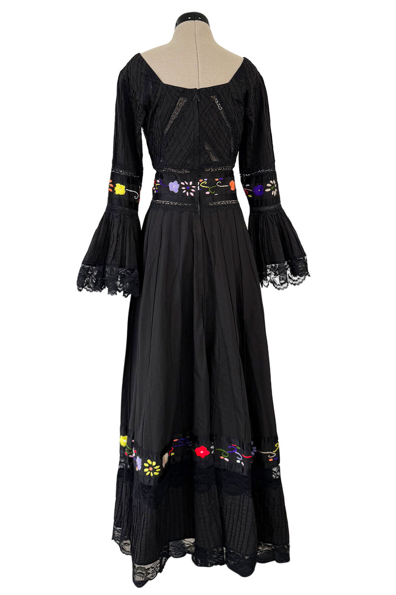 long sleeve mexican dress Original 1960s Tourist Black Cotton Pin Tuck w Hand Embr – Shrimpton Couture Color:Victoria Lilac this fresh Tiffany Blue Straight-across Mermaid black Lace dress