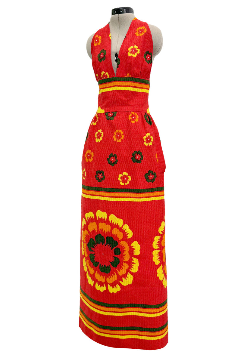 Gorgeous 1971-1972 Lanvin by Jules-Francois Crahay Floral Printed Cora Shrimpton Couture Gorgeous 1971-1972 Lanvin by Jules-Francois Crahay Floral Printed Cora Shrimpton Couture