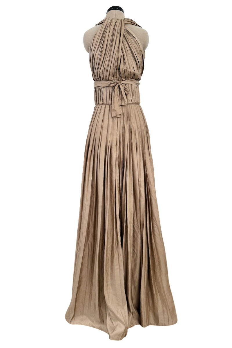 Fall 2009 Bottega Veneta by Tomas Maier Ad Campaign & Runway Muted Copper Silk Pleated Dress