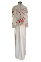 Prettiest Spring 2000 Original Valentino Runway Look 84 Embroidered Camisole, Jacket & Silk Skirt Set