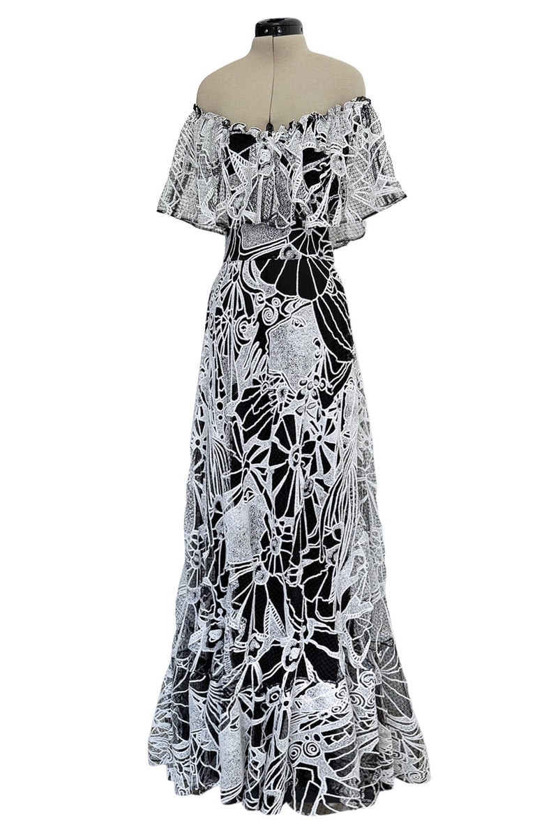 Resort 2017 Valentino by Pierpaolo Piccioli Maria Grazia Chiuri Collection Look 70 Black Net White Embroidery Dress