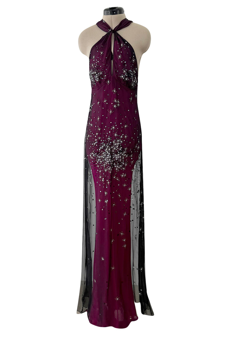 Rare Spring 1998 Gianni Versace Runway Silver Sequin & Thread Detail P Shrimpton Couture Rare Spring 1998 Gianni Versace Runway Silver Sequin & Thread Detail P Shrimpton Couture