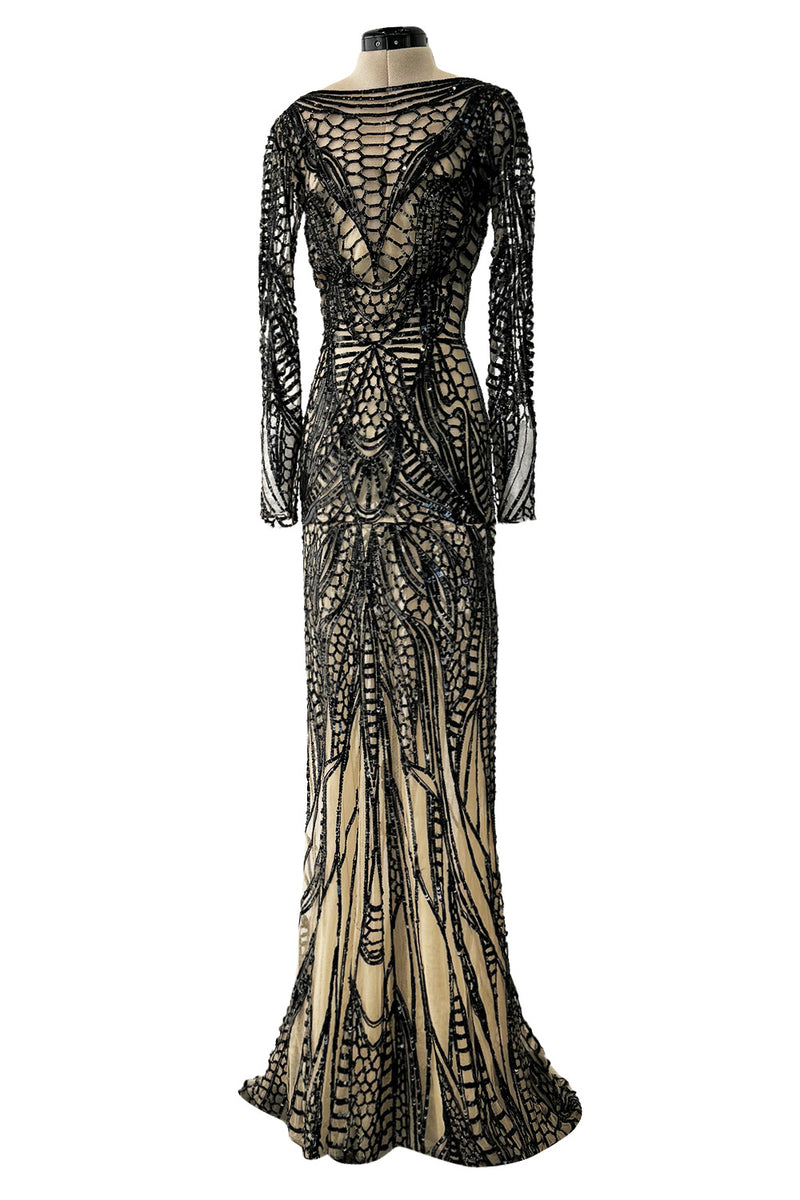 Fall 2014 Zuhair Murad Runway Look 44 Black Sequin & Tube Bead in Nude Shrimpton Couture Fall 2014 Zuhair Murad Runway Look 44 Black Sequin & Tube Bead in Nude Shrimpton Couture