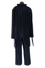 Ad Campaign Spring 2016 Giorgio Armani Runway Look 29 Three Piece Navy Top, Pant & Neckpiece Set