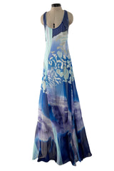 Spring 2010 Emilio Pucci by Peter Dundas Runway Look 24 Blue Printed Silk Chiffon & Sequin Dress