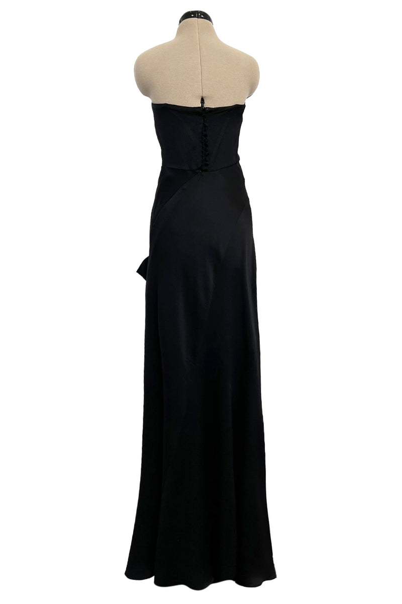 Incredible Spring 2003 Christian Dior by John Galliano Black Silk Open Cut  Out Bow Dress w High Slit