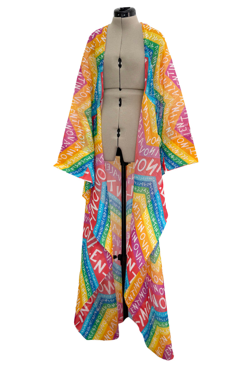 Dreamy 2024 Valentino Special Escape Summer Capsule Cotton Chevron & Logo Print Cover Up Overdress