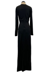 Spring 2018 Givenchy by Clare Wright Keller Long Tie Black Front Plunge Jersey Dress