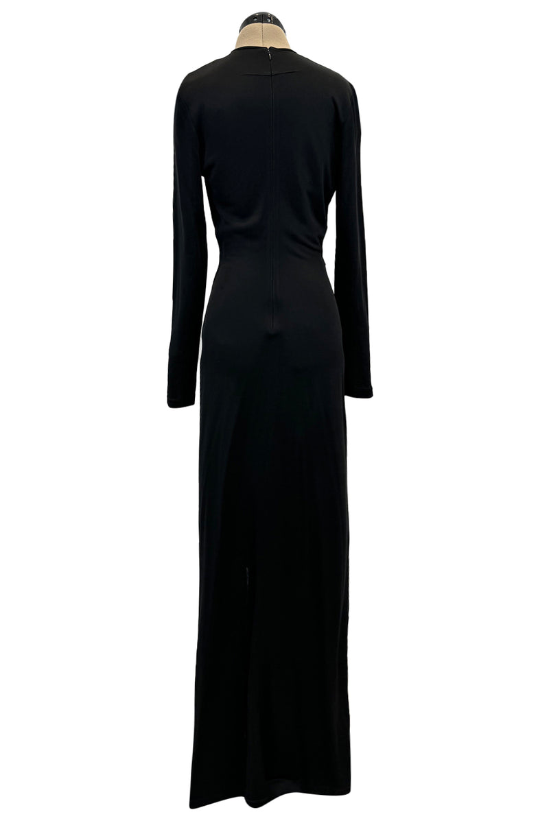 Spring 2018 Givenchy by Clare Wright Keller Long Tie Black Front Plunge Jersey Dress