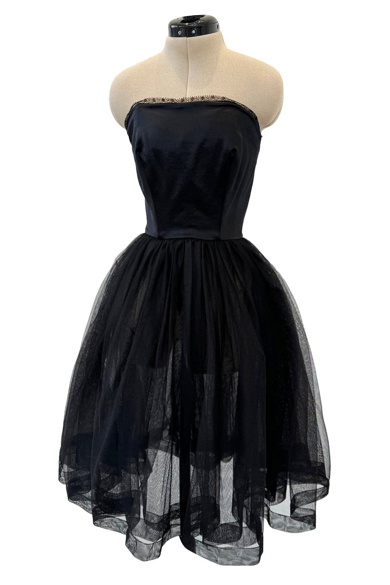 c.Fall 1991 Chanel by Karl Lagerfeld Strapless Mini Dress w Full Net Skirt