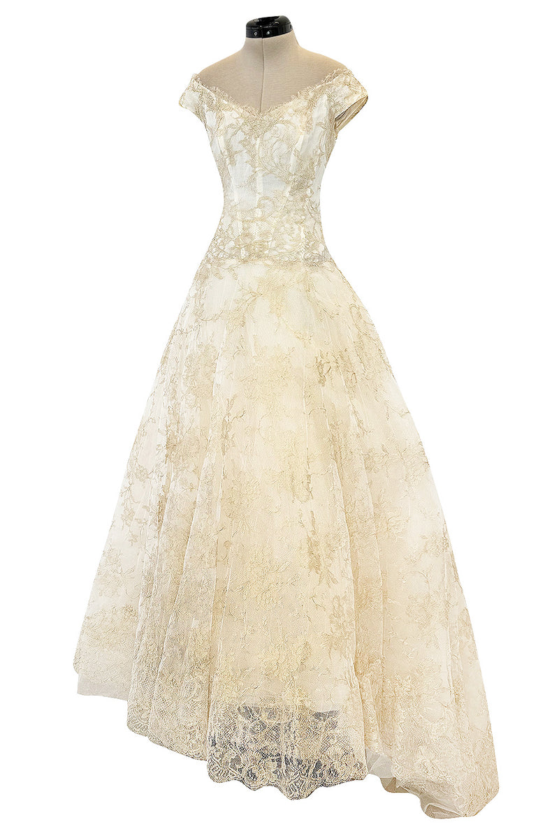 Dreamist Spring 2012 Alexander McQueen by Sarah Burton Soft Gold Lace on Ivory Net Wedding Dress